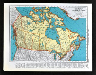 1938 Mcnally Map Canada Ontario Quebec Vancouver Nova Scotia Toronto Montreal Ca