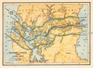 1931 Antique Map Of The Panama Canal Vintage Canal Zone Map Smap 5977