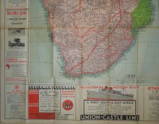 THE ' SOUTH AFRICA ' PAPER MAP OF CENTRAL & SOUTH AFRICA - 1935 2