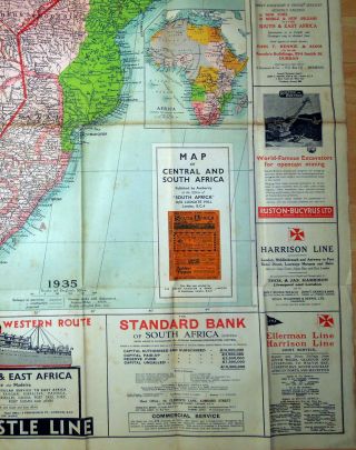 THE ' SOUTH AFRICA ' PAPER MAP OF CENTRAL & SOUTH AFRICA - 1935 3