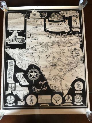 1934 Map Of Texas Published Designed & Drawn By Harriet Godwin & Milt Mckenzie