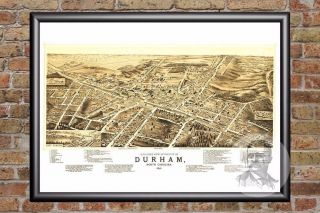 Vintage Durham,  Nc Map 1891 - Historic North Carolina Art - Victorian Industrial