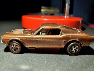 Vintage Hot Wheels Redline Us Copper Custom Mustang W Champ / Brown Interior