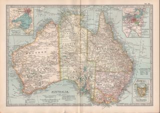 1903 Britannica Antique Map Australia Sydney Tasmania Melbourne