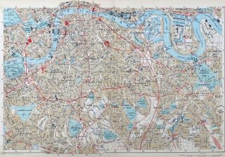 South East London & The Docks,  1910 - Antique Map / City Plan,  Bacon.