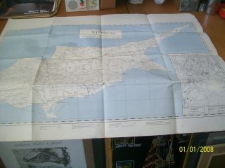 Cyrpus Greece Greek Map Of Cyprus 1950 42x68cm