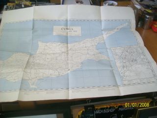 CYRPUS GREECE GREEK MAP OF CYPRUS 1950 42X68CM 2