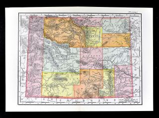 1901 Mcnally Map Wyoming Cheyenne Casper Teton Mts.  Yellowstone National Park