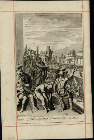 The Siege Of Samaria Soldiers Defending Walls 1690 Old Engraved Print