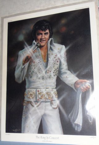 Elvis Print,  " The King In Concert " Not Framed.  694/1000,  Limited Edition 24 " X19 "