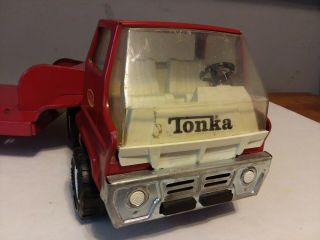 VINTAGE TONKA TRUCK N LOWBOY TRAILER SET STEEL TOY 26 