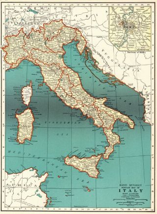1937 Antique Map Of Italy Vintage Italy Map Gallery Wall Art 6867