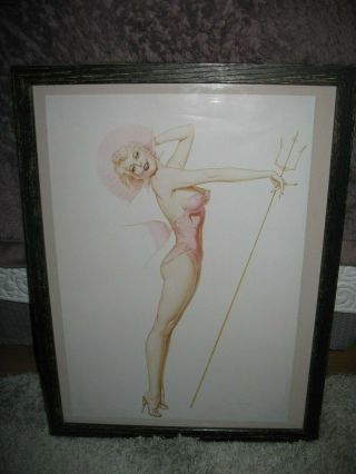 Vintage Vargas Girl 1950 Pin - Up Art By Alberto Vargas Titled Blonde With Trident