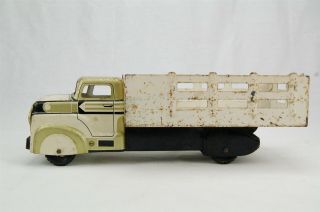 Marx Stake Delivery Truck Pressed Steel White