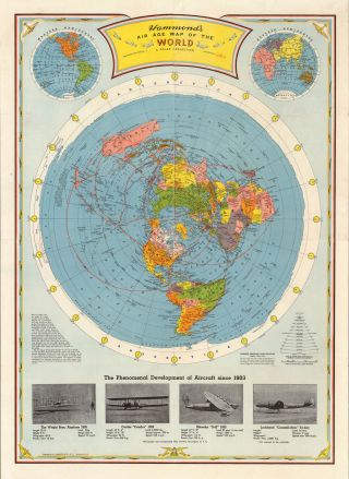 Flat Earth Air Age Map Of The World 1948 Wall Art Poster Print Home Decor Office