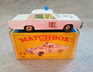 Vintage Matchbox Lesney 55 Mercury Police Car Type E Box
