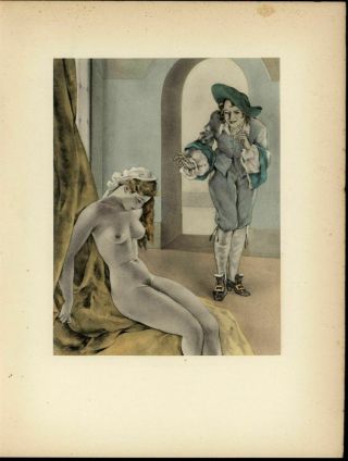 Nude Woman Sitting Next To Snickering Man 1937 Art Deco Erotica Print