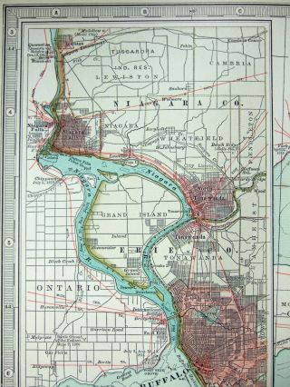 1902 Map of Western York State by The Century Company.  Antique 2