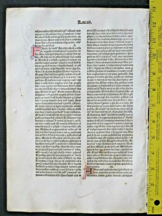 Incunabula,  Early,  Important Bible Leaf,  Luke 1 - 3,  N.  Jenson,  Venice,  1479