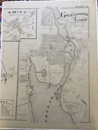 Orig 1903 Amity,  Greenwood Lake,  Orange County,  York Mueller Plat Atlas Map