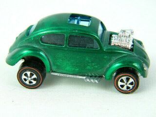 Vintage 1967 Hot Wheels Redline Custom Volkswagen Car Metallic Green Bug