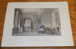 1840 Antique Color Print///napoleon,  The Salon D’abdication,  Fontainbleau