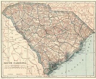 1925 Antique South Carolina Map Vintage Map Of South Carolina State Map 5953