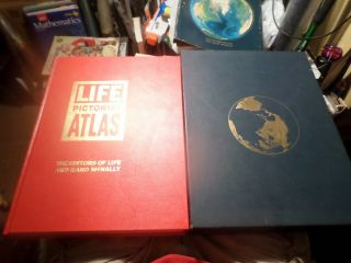 Vintage Life Pictorial Atlas Of The World In Sleeve 1961 & Massive Wall Poster