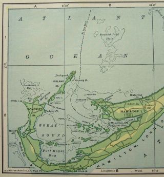 1910 Map of Bermuda by Dodd Mead & Company.  Antique 2