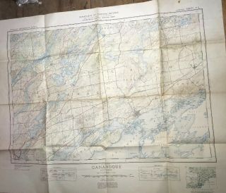 Vintage 1938 Map Ganonoque Ontario Department Of National Defence Topographical