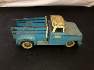 Vintage Tonka Toys Pressed Steel Flat Bed Blue Truck