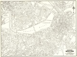 1937 Antique Boston Map Vintage City Map Of Boston Massachusetts 6471