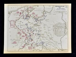 West Point Wwii Map Poland Campaign German Invasion Cracow Pomorze Sept 1 - 5 1939