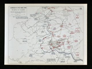 West Point Wwii Map - Battle Of Flanders Holland Belgium France May 10 - 16 1940