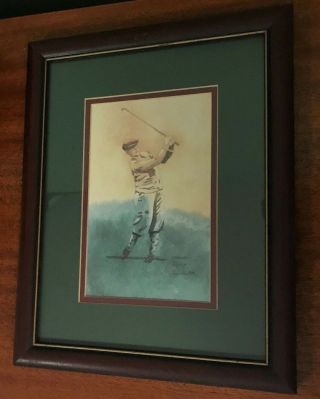 David Nichols Signed,  Framed & Matted Limited Edition Watercolor Golfer Picture -