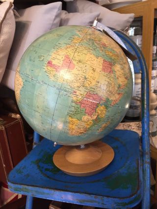 Antique Old Vintage 12 " Terrestrial Globe On Stand