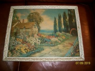 Antique R Atkinson Fox Cottage Garden Litho Print - Art Deco - Printed In Chicago