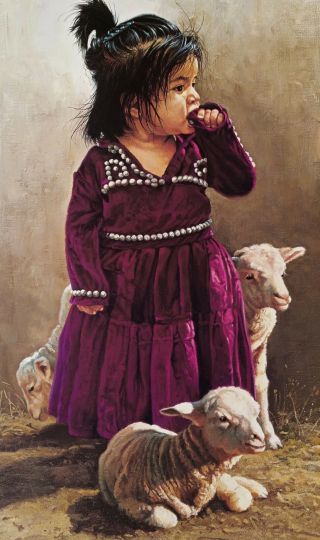 Ray Swanson,  " The Little One & Her Friends ",  24  H X 12 " W Image,  1989