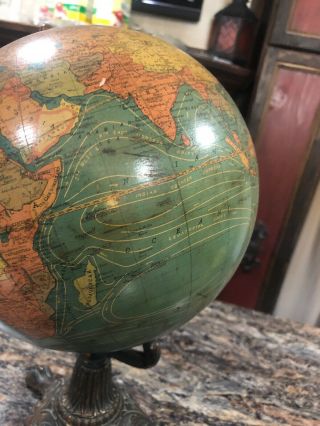 Antique Terrestrial 8 Inch Globe C S Hammond Company York Dated 1929 12