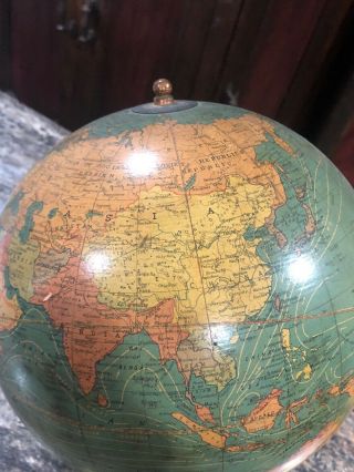 Antique Terrestrial 8 Inch Globe C S Hammond Company York Dated 1929 7