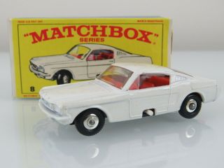 Lesney Matchbox 1966 8 Ford Mustang Fastback Regular Wheels W/original Box