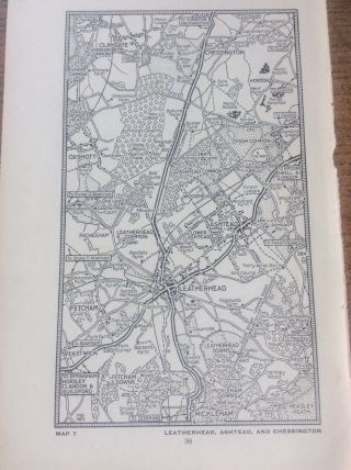 Leatherhead Ashtead Chessington C1920 Map London South Of The Thames 7x4”