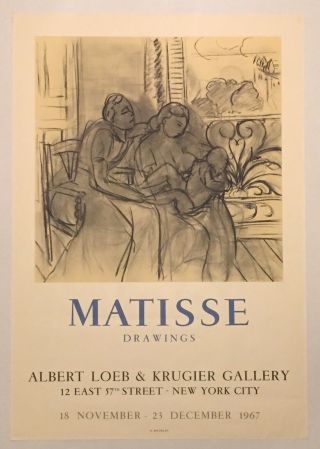 Henri Matisse Lithograph Exhibition Poster By Mourlot 1967 Albert Loeb & Krugier