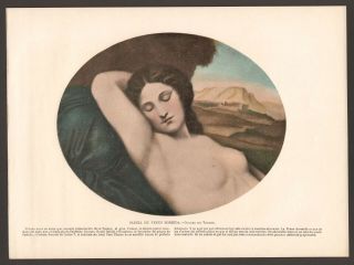 Tiziano Venus Sleeping Nude Woman Asleep Outdoors Vintage 1900 Antique Art Print