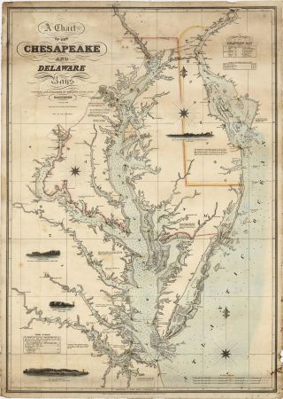1862 Coast Survey Map Chart Chesapeake Delaware Bay Art Poster Print Wall Decor