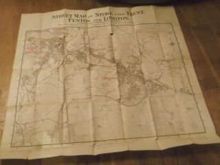 1912 Huge Map Of Stoke Upon Trent,  Fenton And Longton