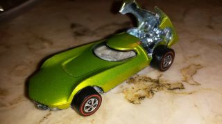 NEAR 1968 LIME GREEN TURBOFIRE WHITE INTERIOR REDLINE HOT WHEELS BUTTON 5