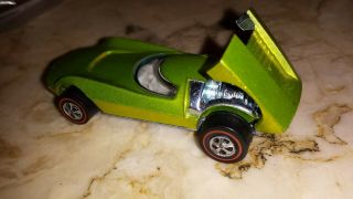 NEAR 1968 LIME GREEN TURBOFIRE WHITE INTERIOR REDLINE HOT WHEELS BUTTON 6