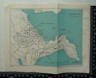 1924 Vintage Map Plan Of Falmouth,  Cornwall