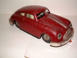 Gescha Auto Fox (germany) Red Porsche 356 Coupe Tinplate/mechanical 1:18